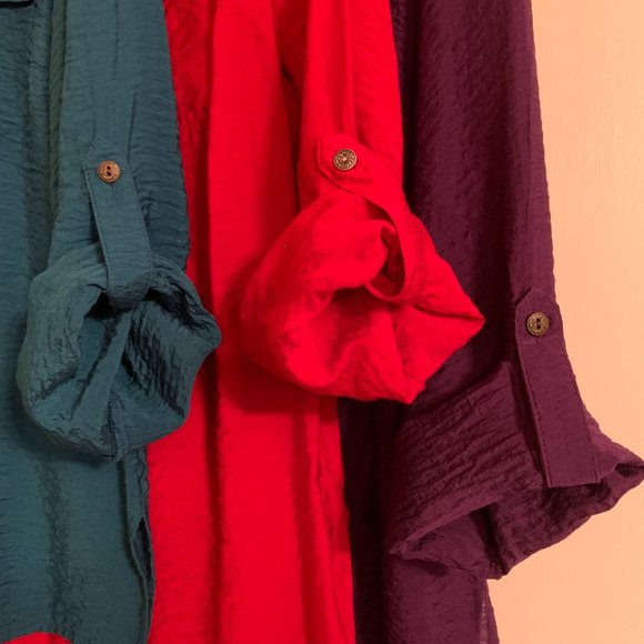 Notations Small Roll-Tab Sleeve Button Up Shirt - Picture 6 of 7